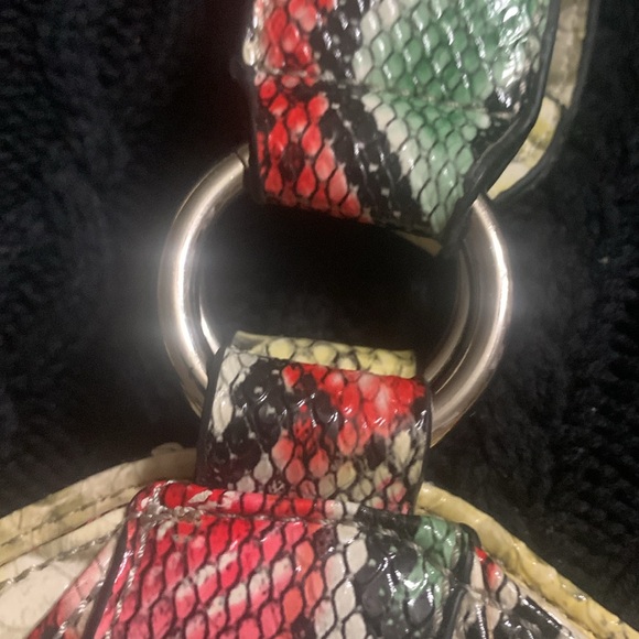 B Brentano Snakeskin Print Pink, Green, Red, yellow, black handbag / purse - Picture 5 of 12